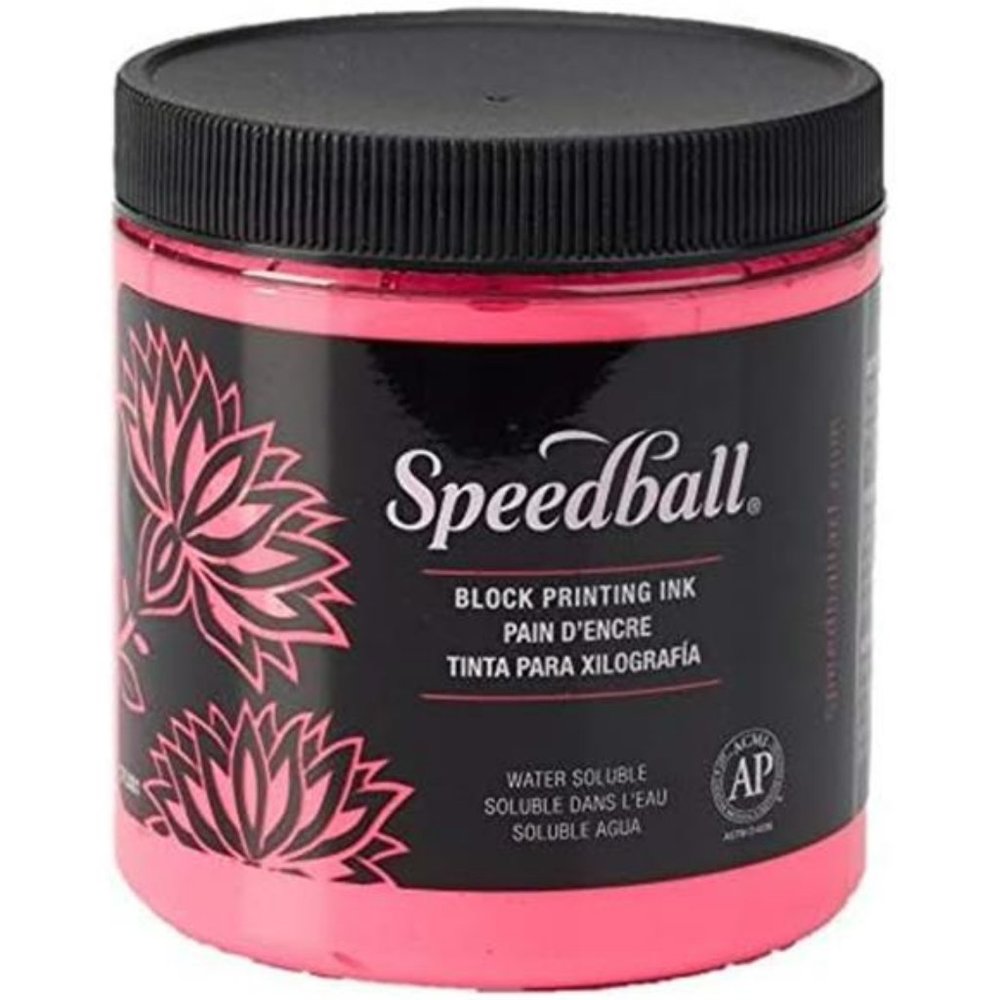 Speedball Water-Soluble Block Printing Ink, 8-Ounce Jar, Fluorescent Hot Pink